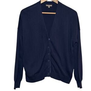 Lilla P Cotton Blend V-Neck Snap Front Mixed Knit Size Large Cardigan Sweater